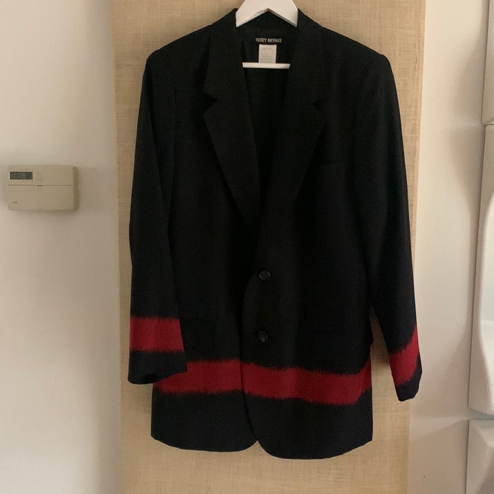 RARE archive Issey Miyake paint stitch fabric design stripe detail jacket